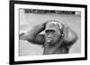 Gorilla Smashing Soccer Ball on Head-null-Framed Photographic Print