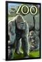 Gorillas in Forest - Visit the Zoo-Lantern Press-Framed Art Print