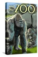 Gorillas in Forest - Visit the Zoo-Lantern Press-Stretched Canvas