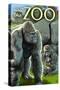 Gorillas in Forest - Visit the Zoo-Lantern Press-Stretched Canvas