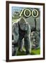 Gorillas in Forest - Visit the Zoo-Lantern Press-Framed Art Print