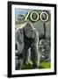 Gorillas in Forest - Visit the Zoo-Lantern Press-Framed Art Print