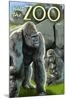 Gorillas in Forest - Visit the Zoo-Lantern Press-Mounted Art Print