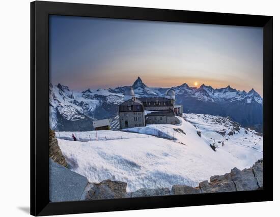 Gornergrat Kulm Hotel and Matterhorn, Zermatt, Valais, Switzerland-Jon Arnold-Framed Photographic Print