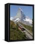 Gornergrat Railway in Front of the Matterhorn, Riffelberg, Zermatt, Valais, Swiss Alps, Switzerland-Hans Peter Merten-Framed Stretched Canvas