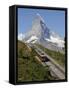 Gornergrat Railway in Front of the Matterhorn, Riffelberg, Zermatt, Valais, Swiss Alps, Switzerland-Hans Peter Merten-Framed Stretched Canvas