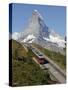 Gornergrat Railway in Front of the Matterhorn, Riffelberg, Zermatt, Valais, Swiss Alps, Switzerland-Hans Peter Merten-Stretched Canvas