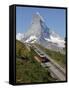 Gornergrat Railway in Front of the Matterhorn, Riffelberg, Zermatt, Valais, Swiss Alps, Switzerland-Hans Peter Merten-Framed Stretched Canvas