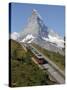 Gornergrat Railway in Front of the Matterhorn, Riffelberg, Zermatt, Valais, Swiss Alps, Switzerland-Hans Peter Merten-Stretched Canvas