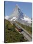 Gornergrat Railway in Front of the Matterhorn, Riffelberg, Zermatt, Valais, Swiss Alps, Switzerland-Hans Peter Merten-Stretched Canvas