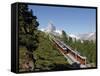 Gornergrat Railway in Front of the Matterhorn, Riffelberg, Zermatt, Valais, Swiss Alps, Switzerland-Hans Peter Merten-Framed Stretched Canvas