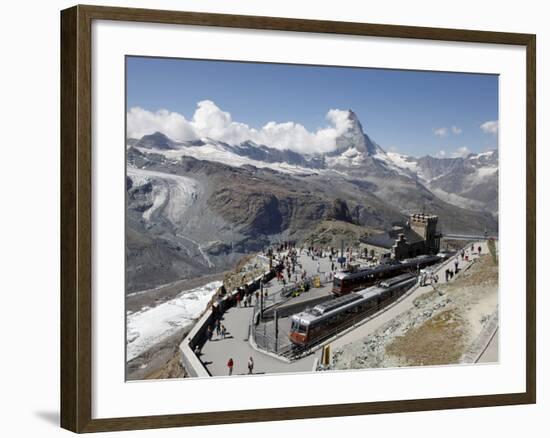 Gornergrat Station and the Matterhorn, Zermatt, Valais, Swiss Alps, Switzerland, Europe-Hans Peter Merten-Framed Photographic Print