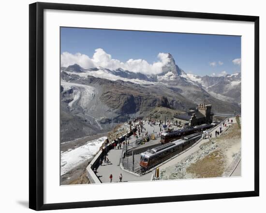 Gornergrat Station and the Matterhorn, Zermatt, Valais, Swiss Alps, Switzerland, Europe-Hans Peter Merten-Framed Photographic Print