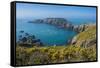 Gorse Blooming on the West of Coast of Sark with a View of the Island of Brecqhou-Michael Runkel-Framed Stretched Canvas