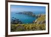 Gorse Blooming on the West of Coast of Sark with a View of the Island of Brecqhou-Michael Runkel-Framed Photographic Print