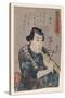 Goshaku Somegoro Playing Shakuhachi-Kuniyoshi Utagawa-Stretched Canvas