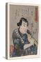 Goshaku Somegoro Playing Shakuhachi-Kuniyoshi Utagawa-Stretched Canvas