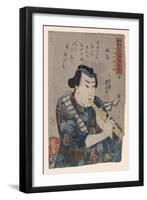 Goshaku Somegoro Playing Shakuhachi-Kuniyoshi Utagawa-Framed Giclee Print