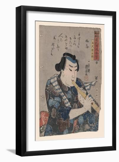 Goshaku Somegoro Playing Shakuhachi-Kuniyoshi Utagawa-Framed Giclee Print