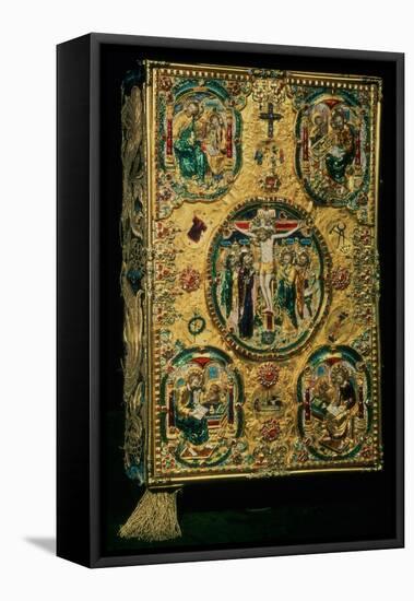 Gospel Cover, Gold with Repousse and Enamel Decoration, Set with Jewels, Russian, 12th Century-null-Framed Stretched Canvas