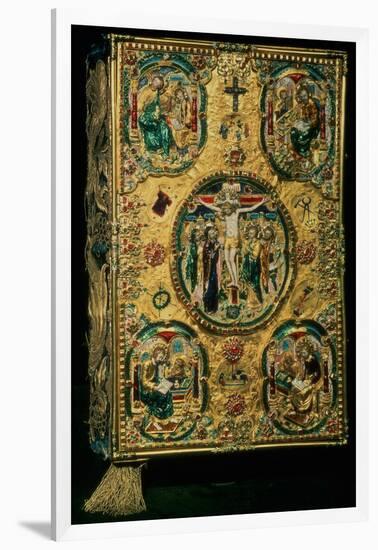 Gospel Cover, Gold with Repousse and Enamel Decoration, Set with Jewels, Russian, 12th Century-null-Framed Giclee Print