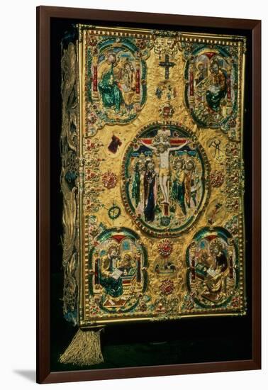 Gospel Cover, Gold with Repousse and Enamel Decoration, Set with Jewels, Russian, 12th Century-null-Framed Giclee Print