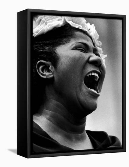 Gospel Singer Mahalia Jackson Singing at 'Prayer Pilgrimage for Freedom'-Paul Schutzer-Framed Stretched Canvas