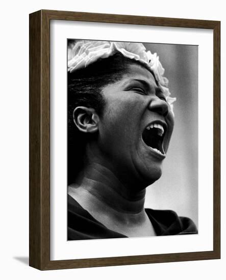 Gospel Singer Mahalia Jackson Singing at 'Prayer Pilgrimage for Freedom'-Paul Schutzer-Framed Premium Photographic Print