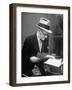 Gossip Columnist Walter Winchell Checking Script Before His Radio Broadcast at NBC Radio Studio-Alfred Eisenstaedt-Framed Photographic Print