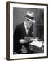 Gossip Columnist Walter Winchell Checking Script Before His Radio Broadcast at NBC Radio Studio-Alfred Eisenstaedt-Framed Photographic Print