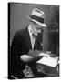 Gossip Columnist Walter Winchell Checking Script Before His Radio Broadcast at NBC Radio Studio-Alfred Eisenstaedt-Stretched Canvas