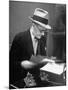 Gossip Columnist Walter Winchell Checking Script Before His Radio Broadcast at NBC Radio Studio-Alfred Eisenstaedt-Mounted Photographic Print
