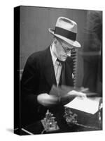 Gossip Columnist Walter Winchell Checking Script Before His Radio Broadcast at NBC Radio Studio-Alfred Eisenstaedt-Stretched Canvas