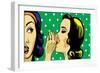 Gossiping Women, Retro Polka Dots on Background-lavitrei-Framed Art Print