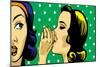 Gossiping Women, Retro Polka Dots on Background-lavitrei-Mounted Art Print