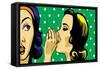 Gossiping Women, Retro Polka Dots on Background-lavitrei-Framed Stretched Canvas
