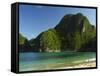 Gota Beach and Limestone Cliffs, Camarines Sur, Caramoan National Park, Philippines, Southeast Asia-Kober Christian-Framed Stretched Canvas