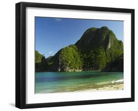 Gota Beach and Limestone Cliffs, Camarines Sur, Caramoan National Park, Philippines, Southeast Asia-Kober Christian-Framed Photographic Print