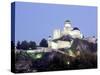 Gothic 15th Century Castle at Dusk, Trencin, Trencin Region, Slovakia-Richard Nebesky-Stretched Canvas