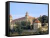 Gothic 15th Century Castle Dominates Bratislava at Dusk, Bratislava, Slovakia-Richard Nebesky-Framed Stretched Canvas