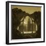 Gothic cathedral seen through ruins of a castle. Black chalk, white wash (around 1852).-Carl Gustav Carus-Framed Giclee Print