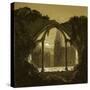 Gothic cathedral seen through ruins of a castle. Black chalk, white wash (around 1852).-Carl Gustav Carus-Stretched Canvas