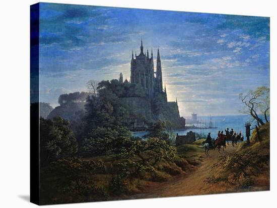 Gothic Church on a Cliff by the Sea by Karl Friedrich Schinkel-null-Stretched Canvas