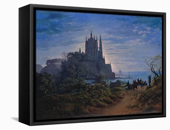 Gothic Church on a Rock by the Sea. 1815-Karl Friedrich Schinkel-Framed Stretched Canvas