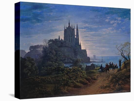 Gothic Church on a Rock by the Sea. 1815-Karl Friedrich Schinkel-Stretched Canvas