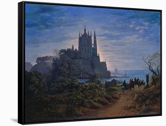 Gothic Church on a Rock by the Sea, 1815-Karl Friedrich Schinkel-Framed Stretched Canvas