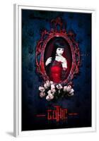 Gothic Girl in Red with roses-null-Framed Premium Giclee Print