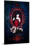 Gothic Girl in Red with roses-null-Mounted Premium Giclee Print