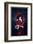 Gothic Girl in Red with roses-null-Framed Art Print