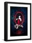 Gothic Girl in Red with roses-null-Framed Art Print